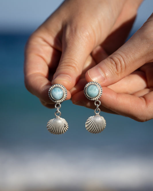 Pendientes Conchas con Larimar